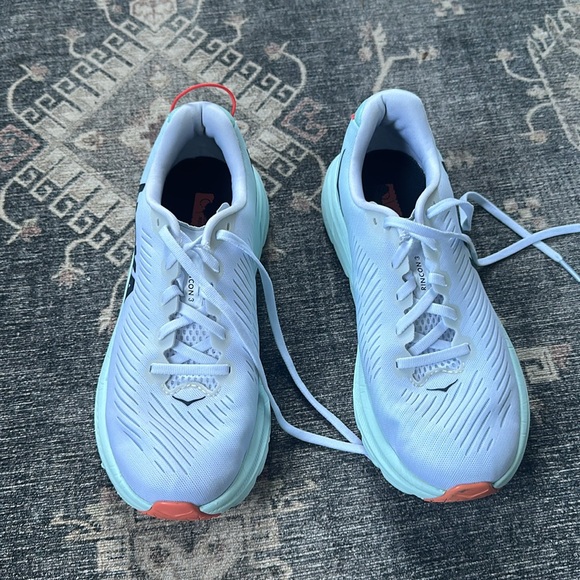 Hoka White and Coral Sneakers - Picture 5 of 10